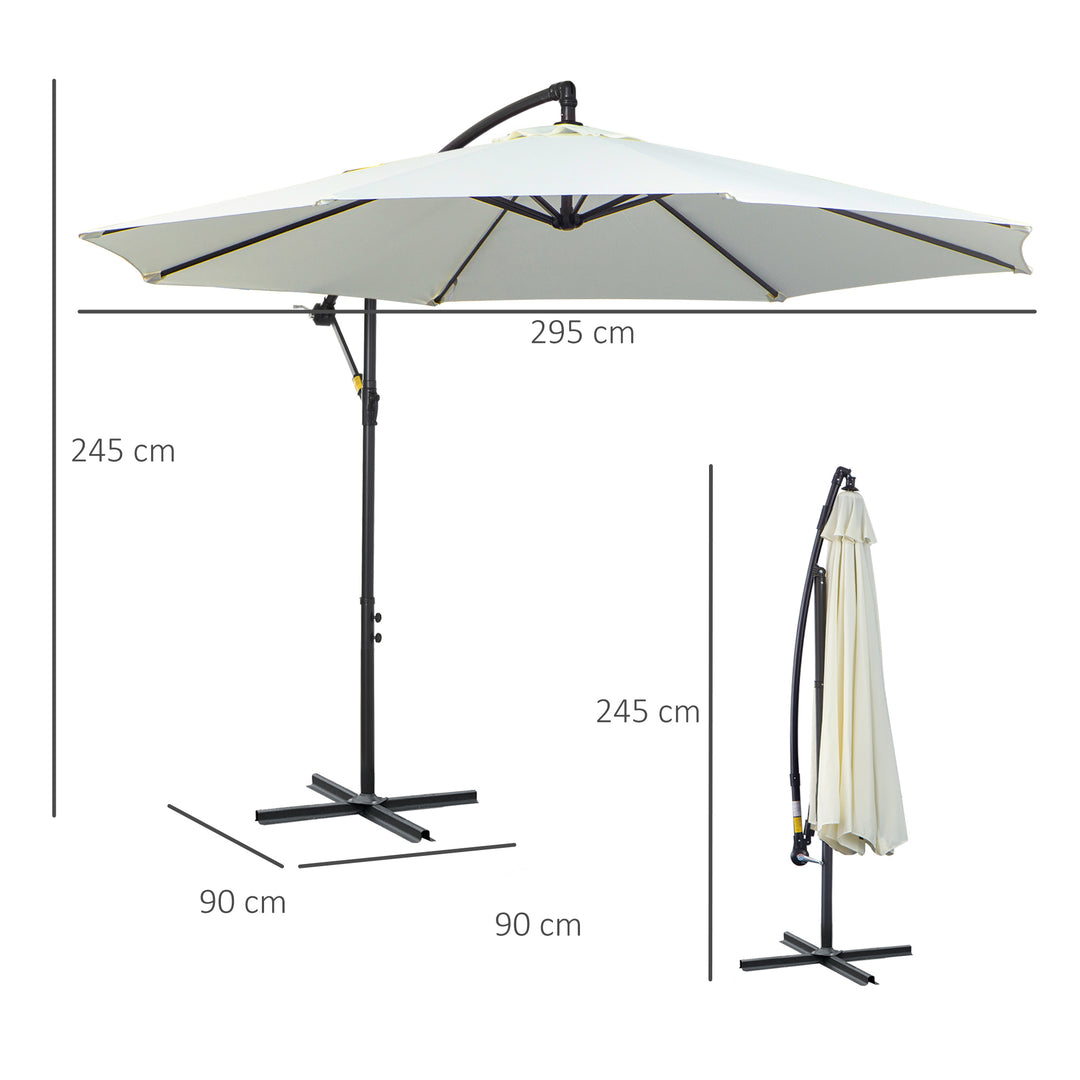 Parasol med håndsving vejrbestandig 3 mx 3 mx 2,5 m stål polyester