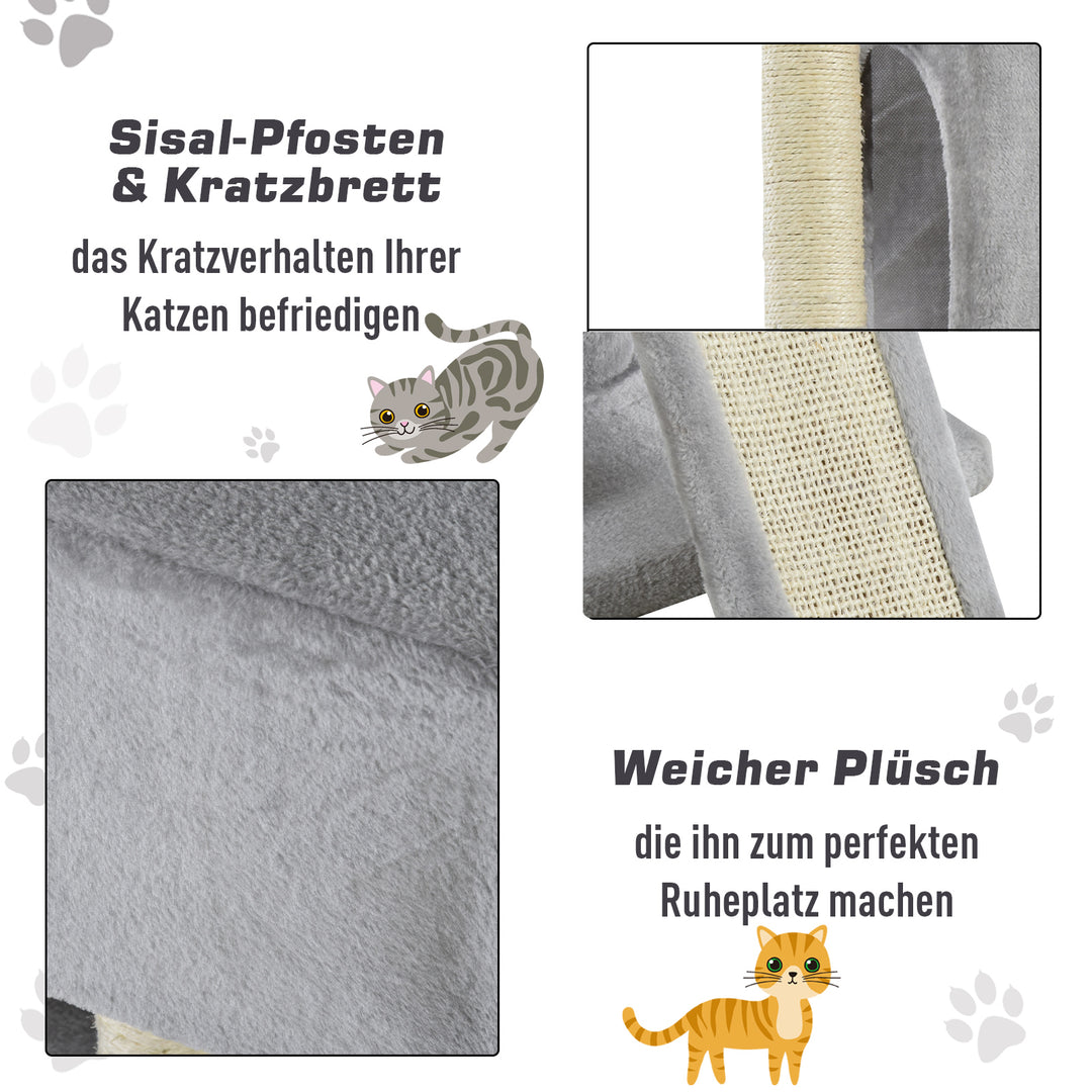 Kradsetræ 83 cm lille kradsetræ til katte med sisalstolper, kradsetræ til katte, klatretræ til katte, kradsetræ til katte, legetræ til kattemøbler til små katte, lysegrå