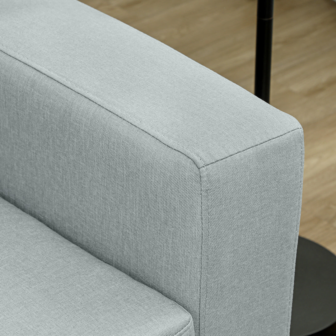 2-Personers sofa, sofa med massivt træstel, metalben, enkelt design, lysegrå