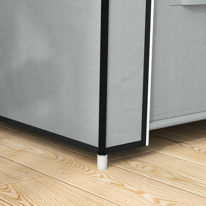 Garderobeskab i stof med 1 garderobestang, 2 skuffer, 83 x 42,5 x 162,5 cm, grå