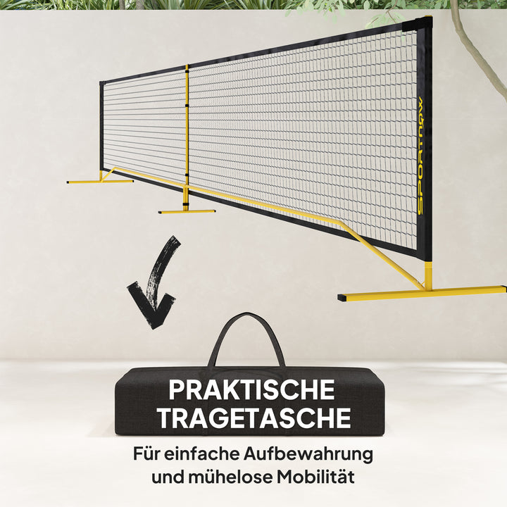 Pickleball-net 6,7 m Bærbart med bæretaske Metalramme Gul