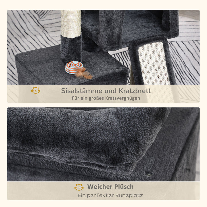 Kradsetræ 83 cm lille kradsetræ til katte med sisalstolper, kradsetræ til katte, klatretræ til katte, kradsetræ til kattemøbler, legetræ til små katte, mørkegrå