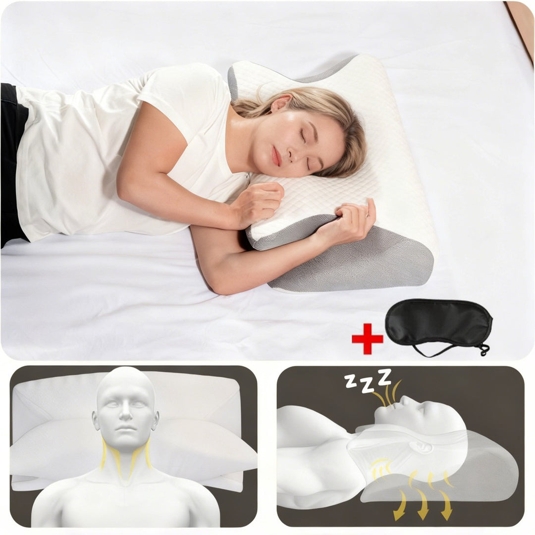 Nakketerapipude Memory Foam Lysegrå Ortopædisk Ergonomisk Smertelindring