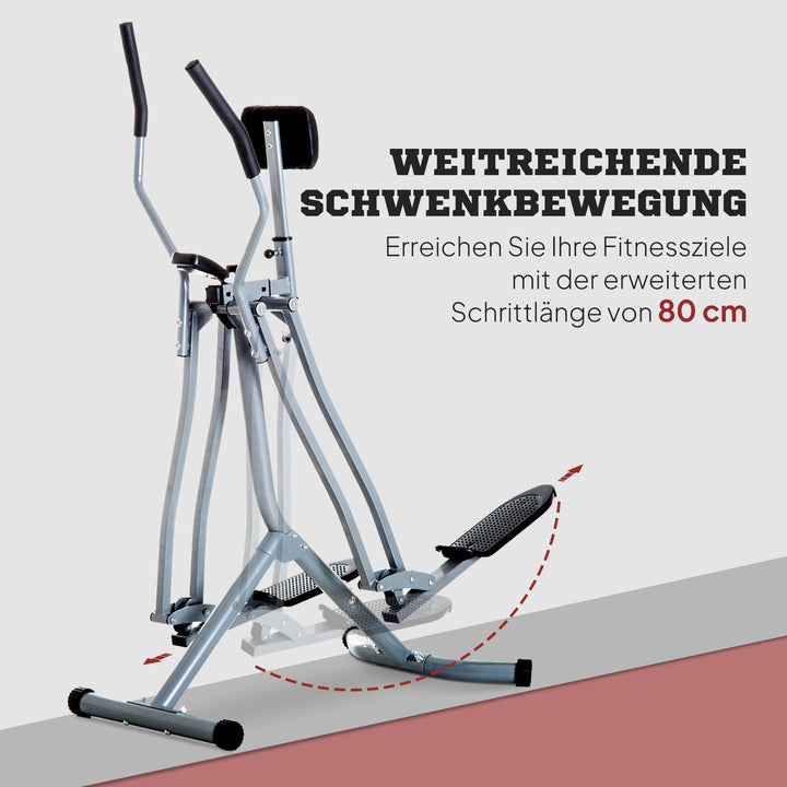 Crosstrainer, motionscykel, lcd-skærm, justerbar brystpude, stål, sølv, 96 x 60 x 152 cm