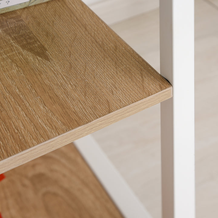 Klapbord skrivebord sidebord kontorbord mobilt computerbord med hjul mdf naturlig 107 x 55 x 76 cm