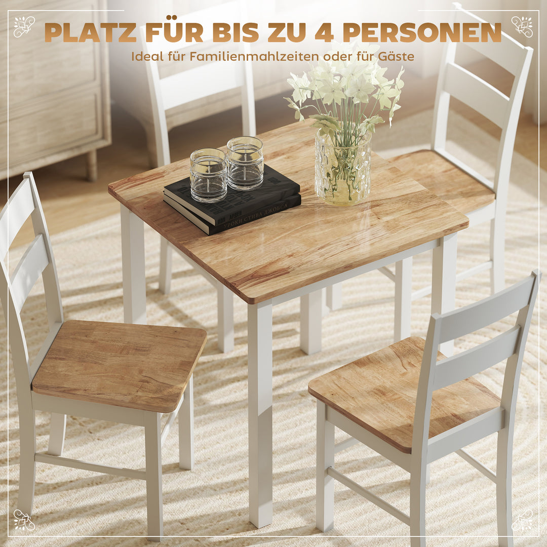 Spisebord lavet af gummitræ, til op til 4 personer, naturtræ