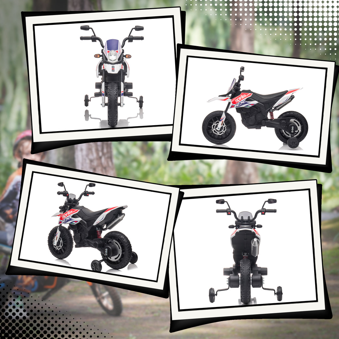 12V børnemotorcykel med støttehjul, led-lys, musik, usb, elmotorcykel til drenge og piger, hvid