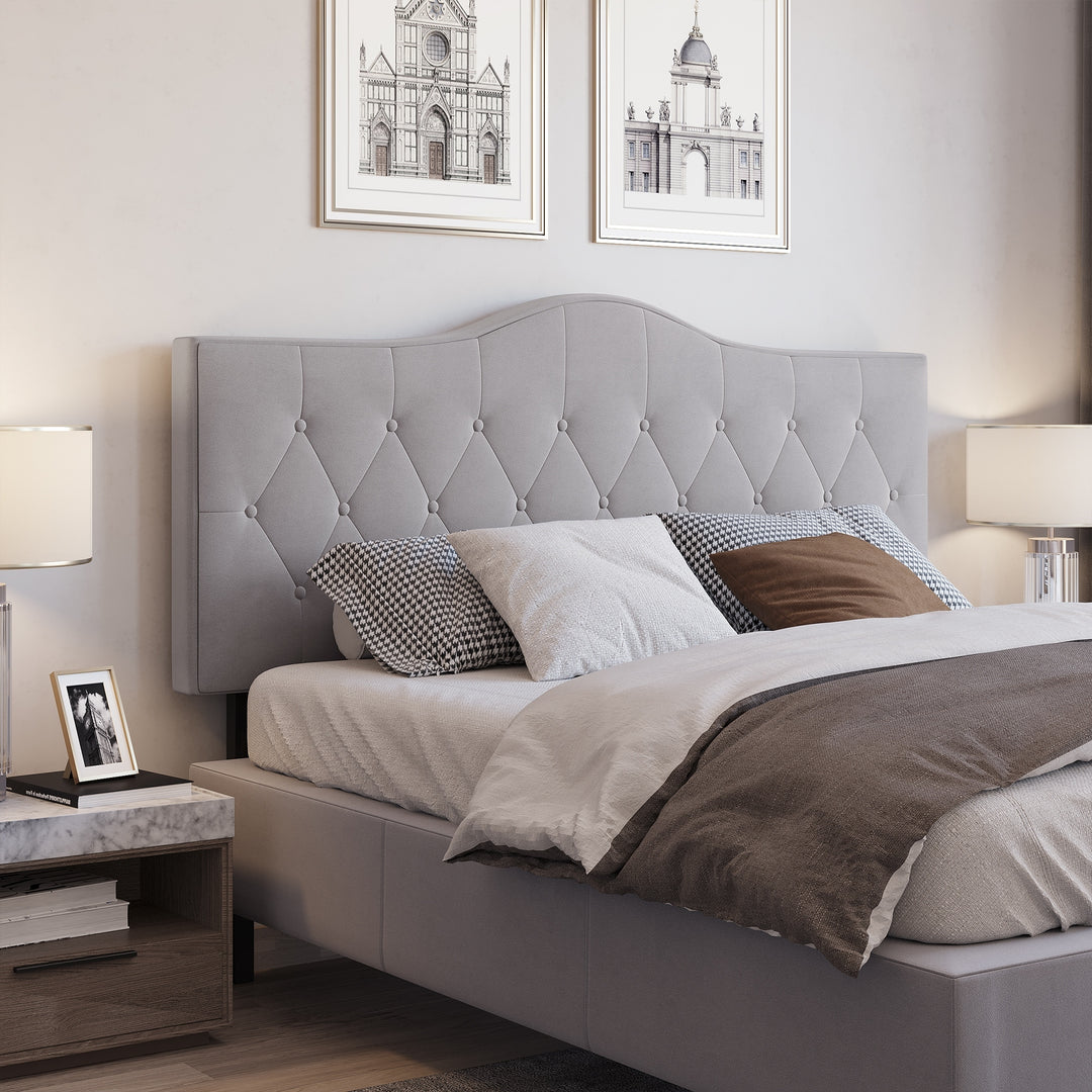 Sengegavl polstret sengegavl ryglæn sengegavl i gråt poppelfløjlsstof 185 x 8 x 134 cm