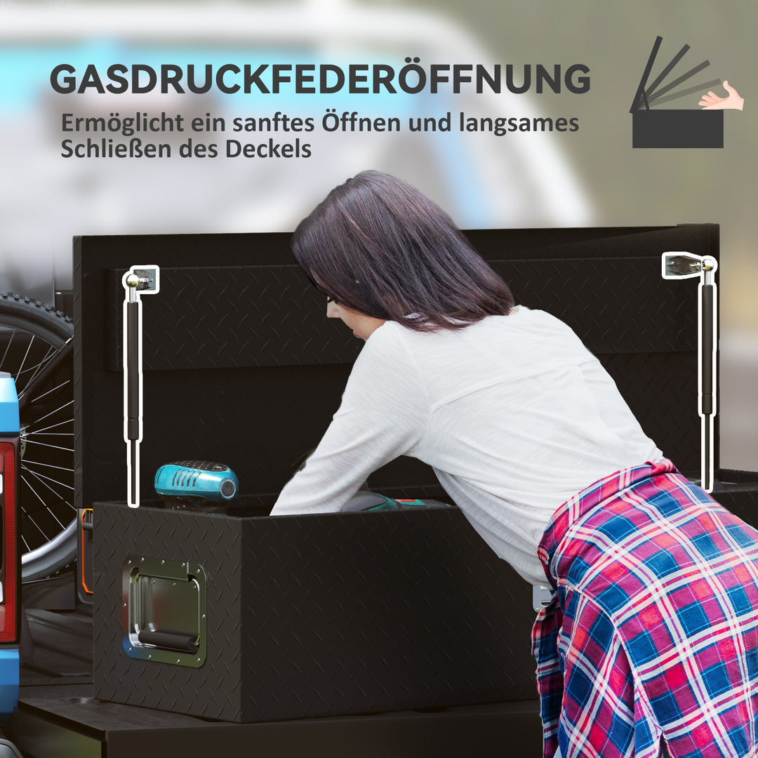 Robust opbevaringskasse i aluminium med sidehåndtag, lås og nøgler, værktøjskasse, 99 x 33 x 25,4 cm