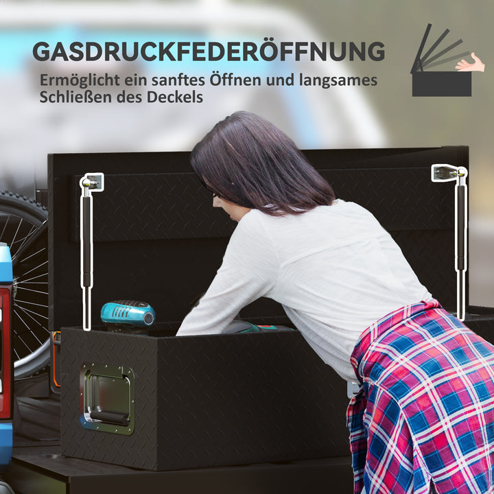 Robust opbevaringskasse i aluminium med sidehåndtag, lås og nøgler, værktøjskasse, 99 x 33 x 25,4 cm