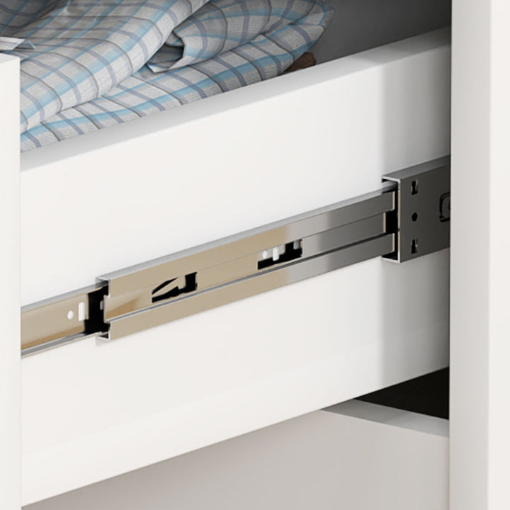 Moderne kommode, garderobe, 4 skuffer, træ, anti-tip, fodstøtte, hvid