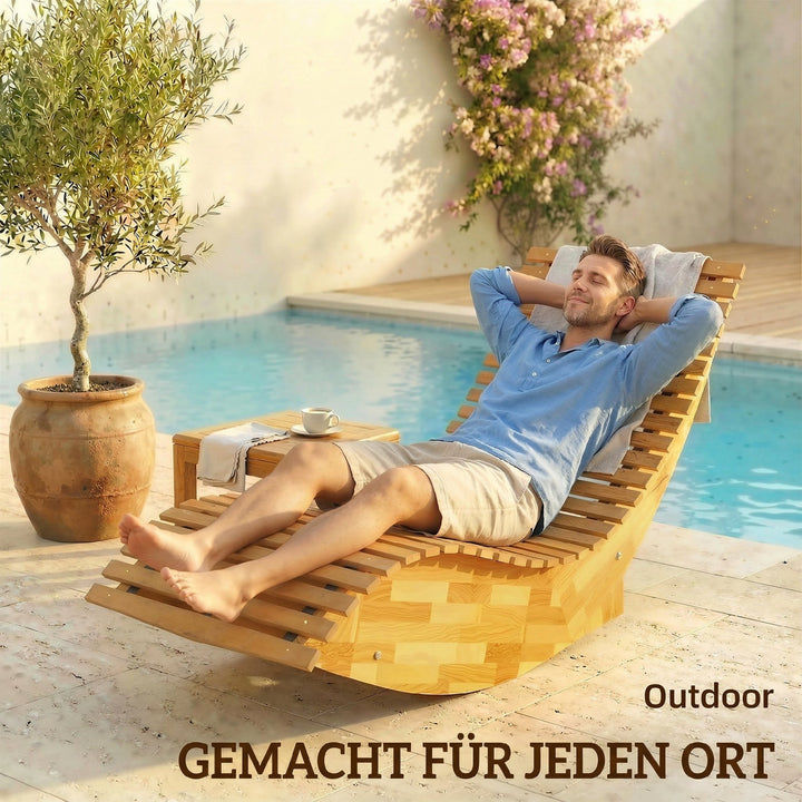 Solseng i akacietræ, foldbar, ergonomisk havestol med S-formet lameldesign, 60 x 156 x 77 cm