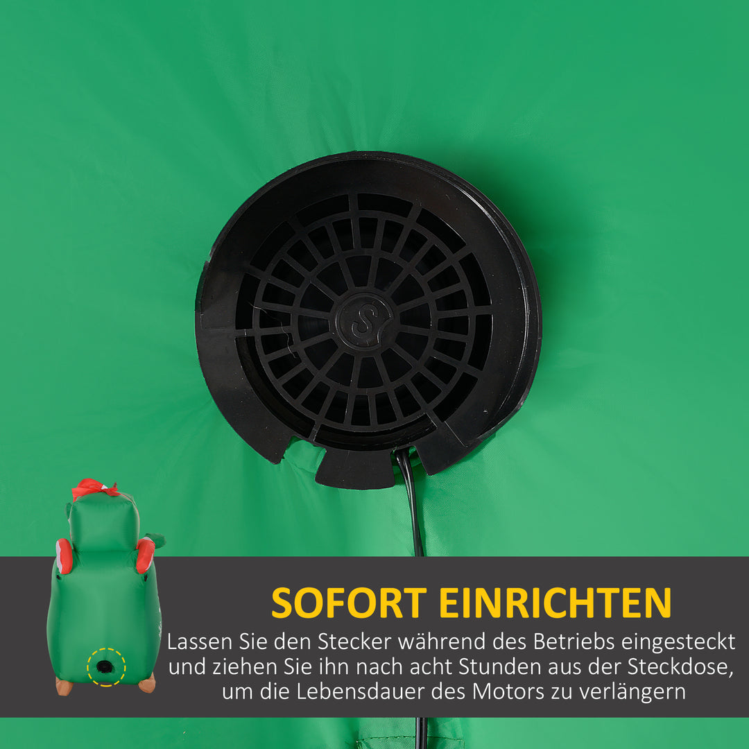 Julemand med kane og rensdyr, oppustelig, hvid led-belysning, 210 x 80 x 140 cm