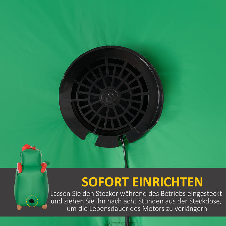 Julemand med kane og rensdyr, oppustelig, hvid led-belysning, 210 x 80 x 140 cm