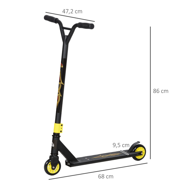 Pro stunt scooter, kick scooter til freestyle tricks, aluminium, metal, syntetisk læder, til børn og voksne, guld