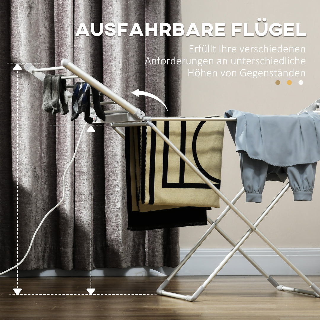 Tørrestativ med varmefunktion, 45-55 tommer, foldbar, 144l x 53b x 96h cm