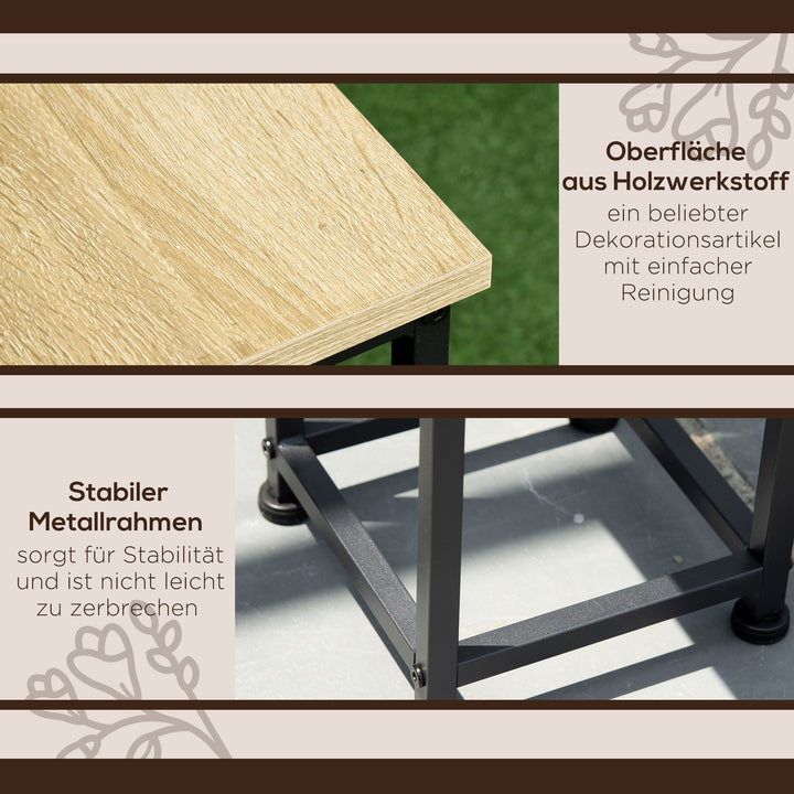 3-Delt sæt stabelbare plantestativer, pladsbesparende, 21 cm x 21 cm x 50/70/90 cm, stål, brun + sort