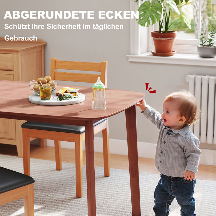 Spisebord, landlig stil, lakeret overflade, træ, 150 x 80 cm, brun