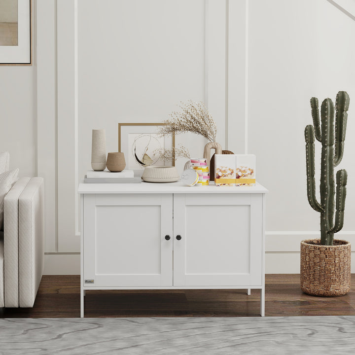 Kattebakkeskab med dørskillevæg kattebakke til store katte 80 x 51 x 54 cm hvid