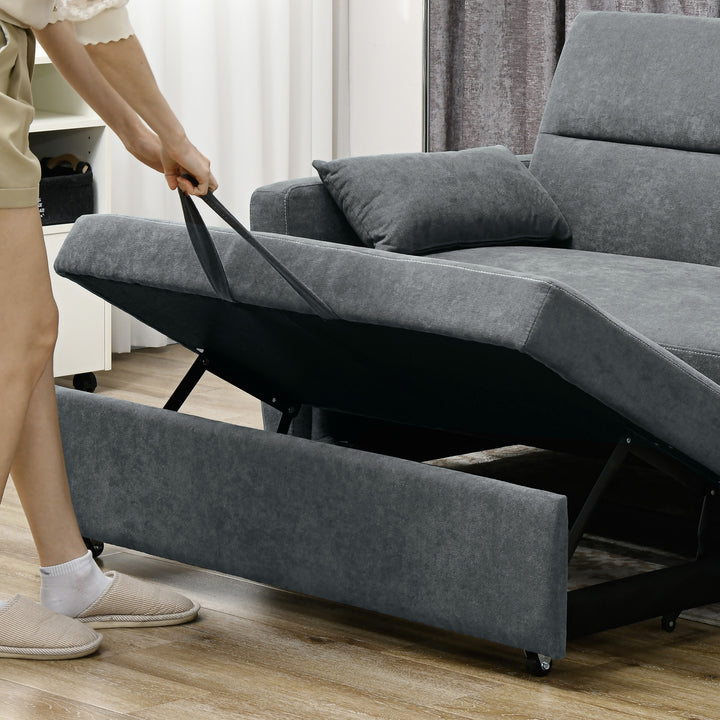2-Personers sovesofa, udklappelig, op til 200 kg, træramme, 155 x 90 x 88,5 cm, mørkegrå