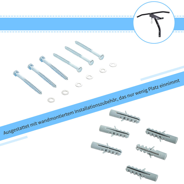 Boksesækholder vægmonteret boksesækholder sandsækholder bæreevne stål sort 93 x 47 x 51 cm