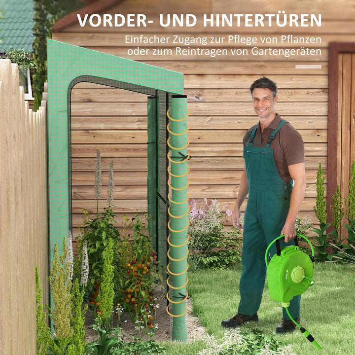 Lean-to drivhus med kold ramme, rulleporte, vejrbestandig, 200 cm x 80 cm x 200 cm, grøn
