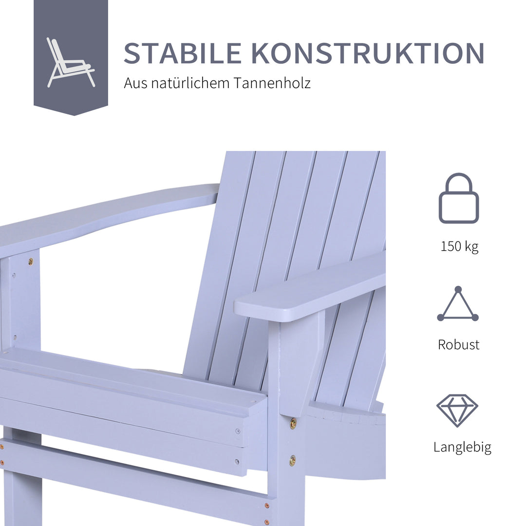 Adirondack havestol med kopholder haveliggestol balkonstol massivt træ grå 72,5 x 97 x 93 cm