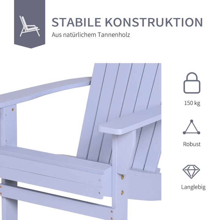 Adirondack havestol med kopholder haveliggestol balkonstol massivt træ grå 72,5 x 97 x 93 cm
