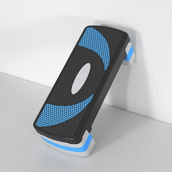 Aerobic stepper 3-trins højdejusterbar 80 x 31 x 20 cm sort+lyseblå+grå