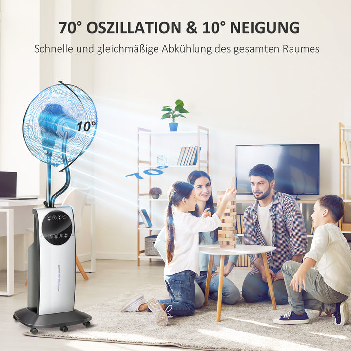 2-i-1 ventilator, LED-display, timerfunktion, Ø 44,5 x 135H cm, sølv + sort