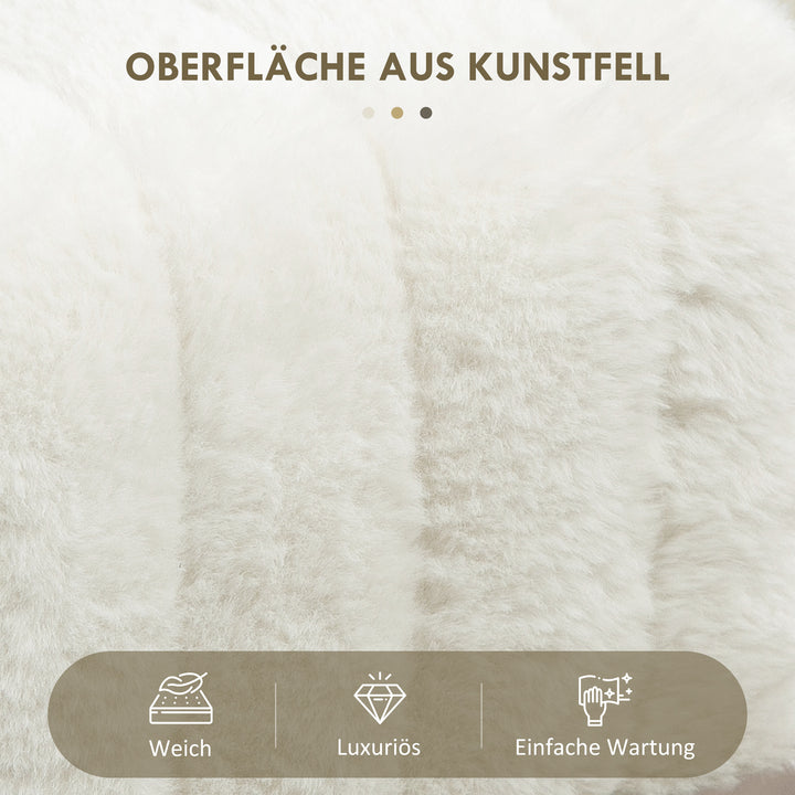 Bænk, quiltet sæde, betræk af kunstpels, metalben, op til 120 kg, 82 x 30 x 47 cm, cremehvid/sort