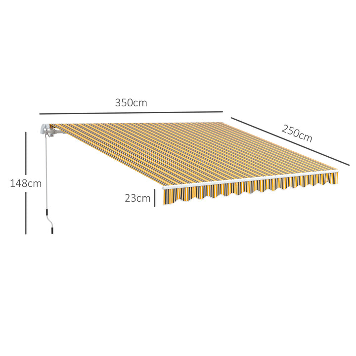 Markise, solsejl, solsejl, 3,5 m x 2,5 m, gul + grå