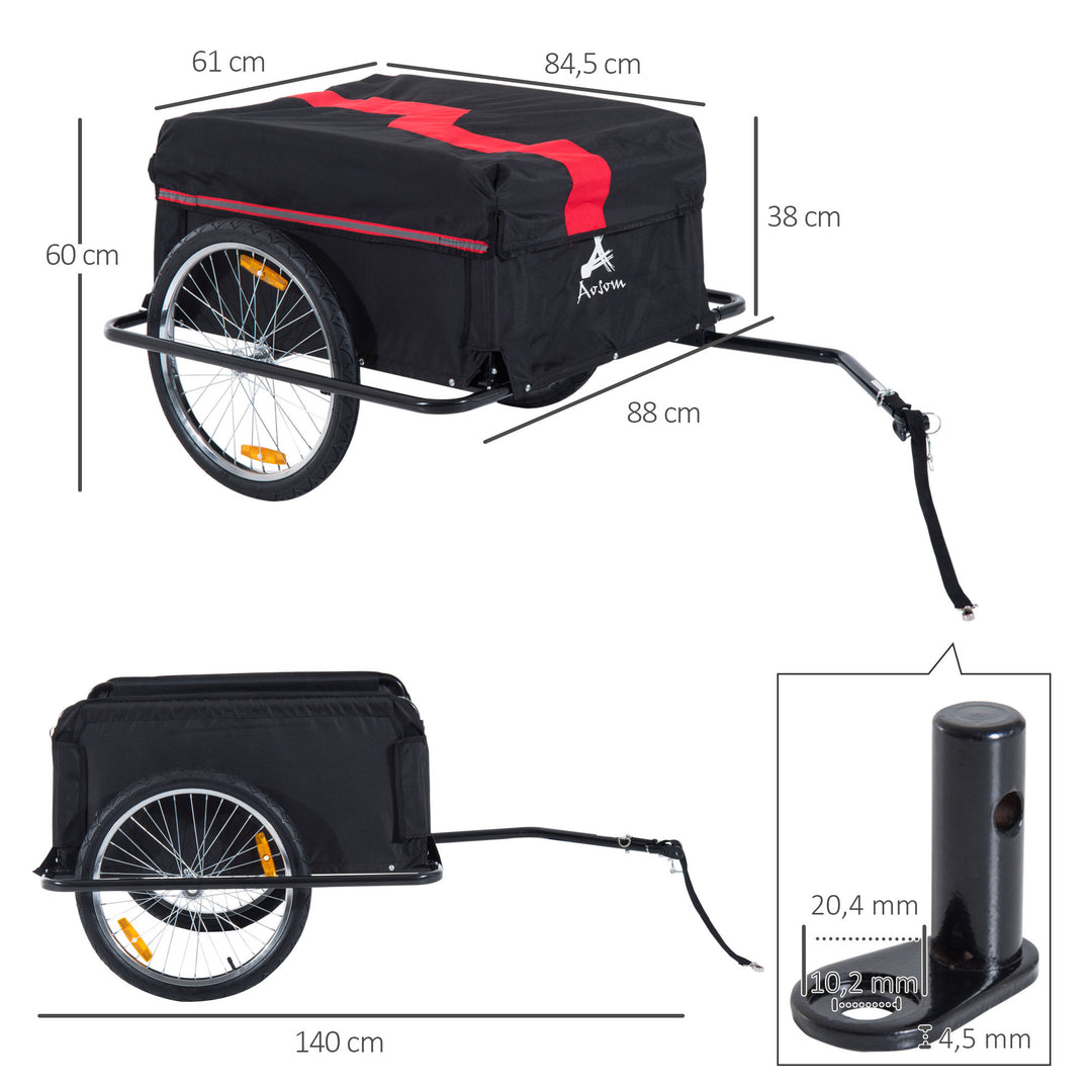 Foldbar cykeltrailer med kobling, transportvogn lasteevne op til 40 kg, transporttrailer til cykelhåndvogn 140 x 88 x 60 cm