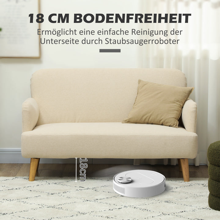 To-personers sofa, kompakt, hudvenligt betræk, op til 240 kg, 130x74x79 cm, cremehvid