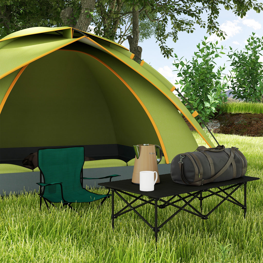Campingbord klapbord med oprullbar bordplade havebord af aluminium 2 personer 95 x 55cm sort