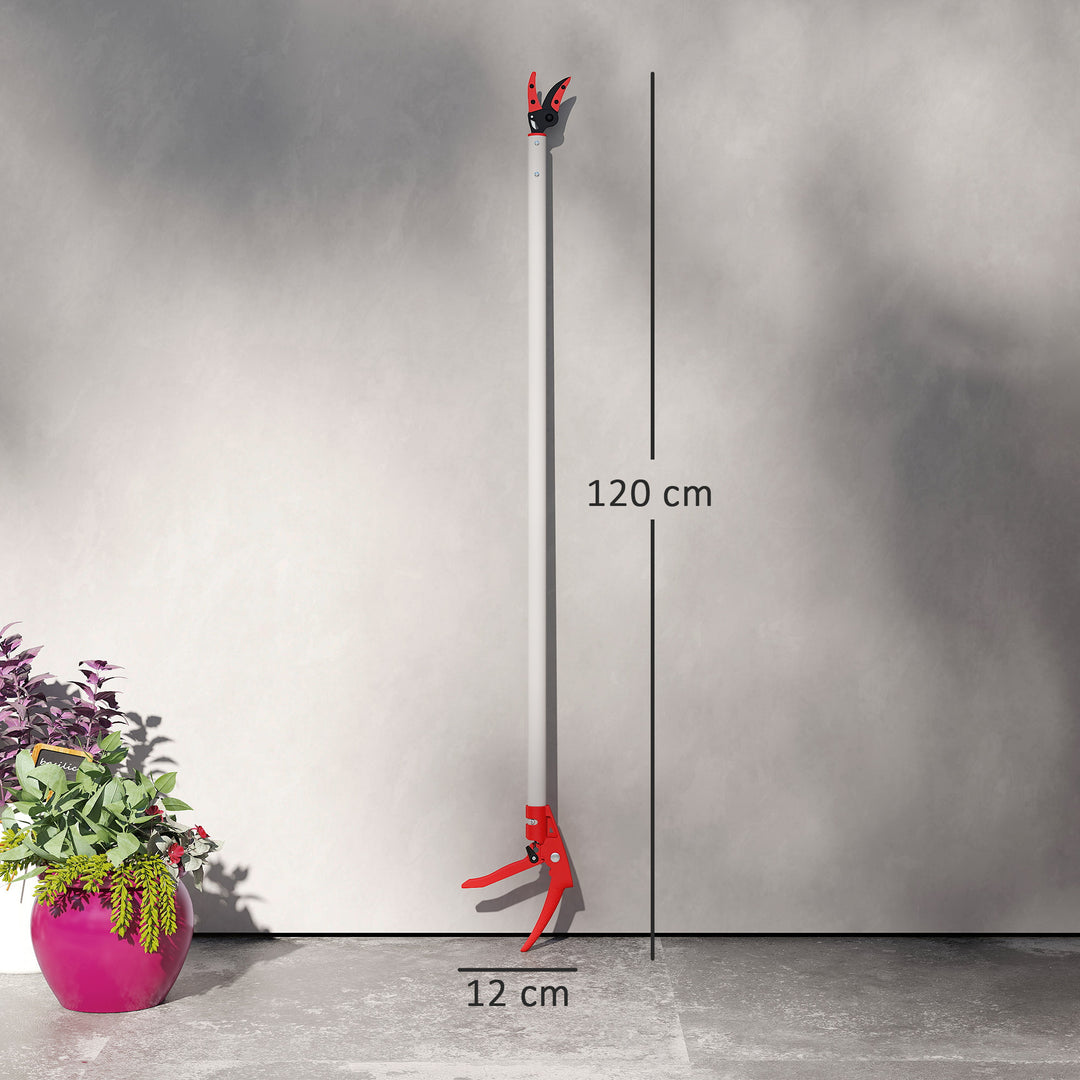 1,2 M træsaks, beskæresaks til klipning, havebeskæresaks med aluminiumshåndtag, havesaks med langt håndtag, rød