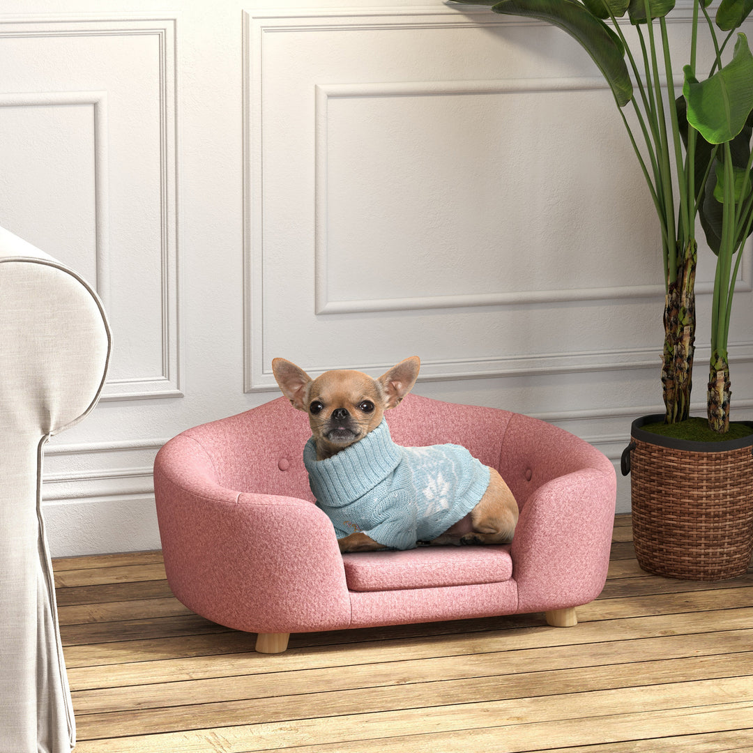 Kæledyrssofa hundemåtte hundeseng hundesofa hundesofa kattesofa med hynde baglomme plysskum fyrretræ pink 70 x 47 x 30 cm
