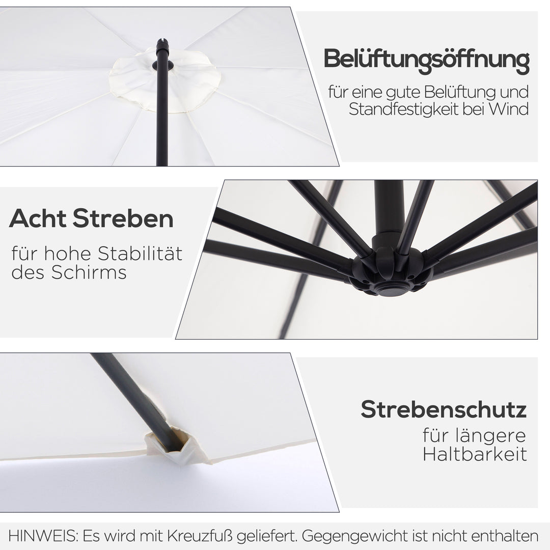 Parasol med håndsving vejrbestandig 3 mx 3 mx 2,5 m stål polyester