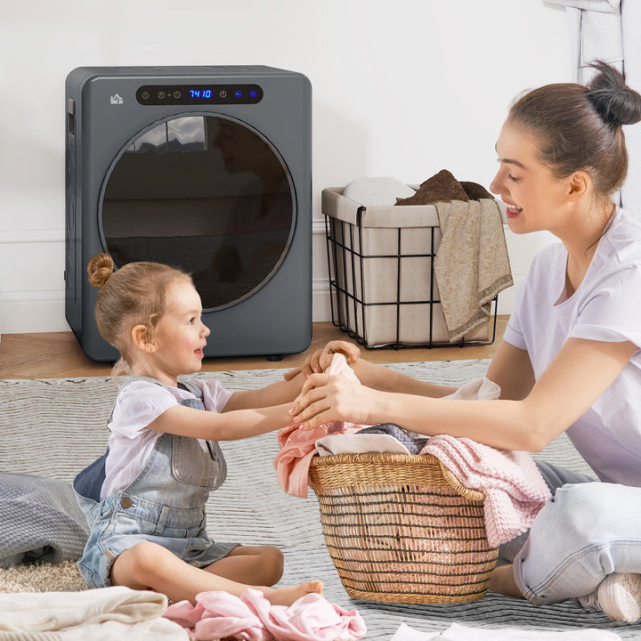 Tørretumbler, 6 programmer, 40-60°c, 4 kg kapacitet, kompakt, touch-betjening, grå