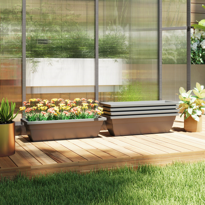 Sæt med 5 plastik urtepotter til terrasse, have, balkon, 59 x 21 x 16 cm, grå