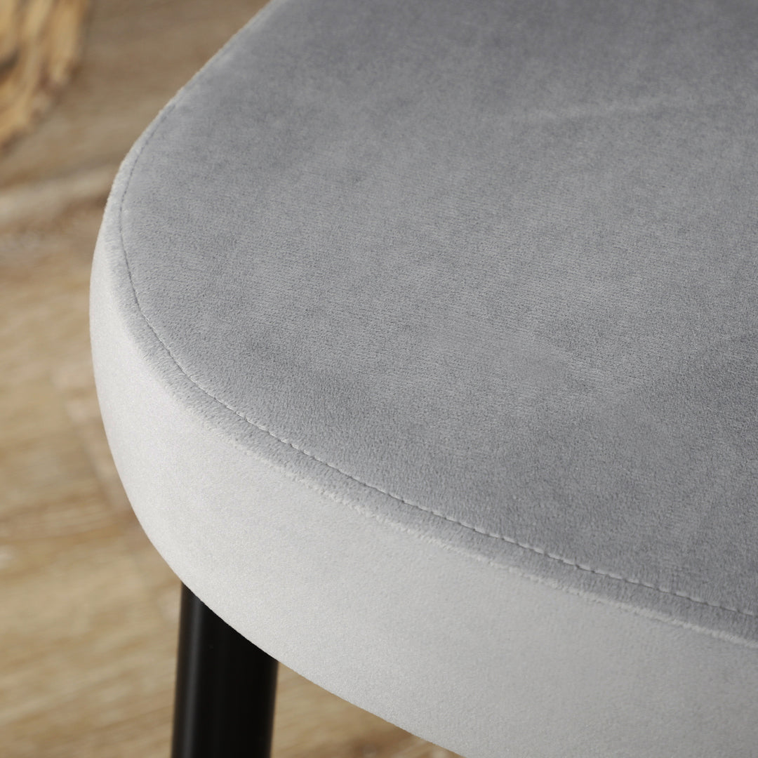 Sæt med 4 spisestuestole, accentstole til køkken og spisestue, stolesæt, velourlook, lysegrå + sort