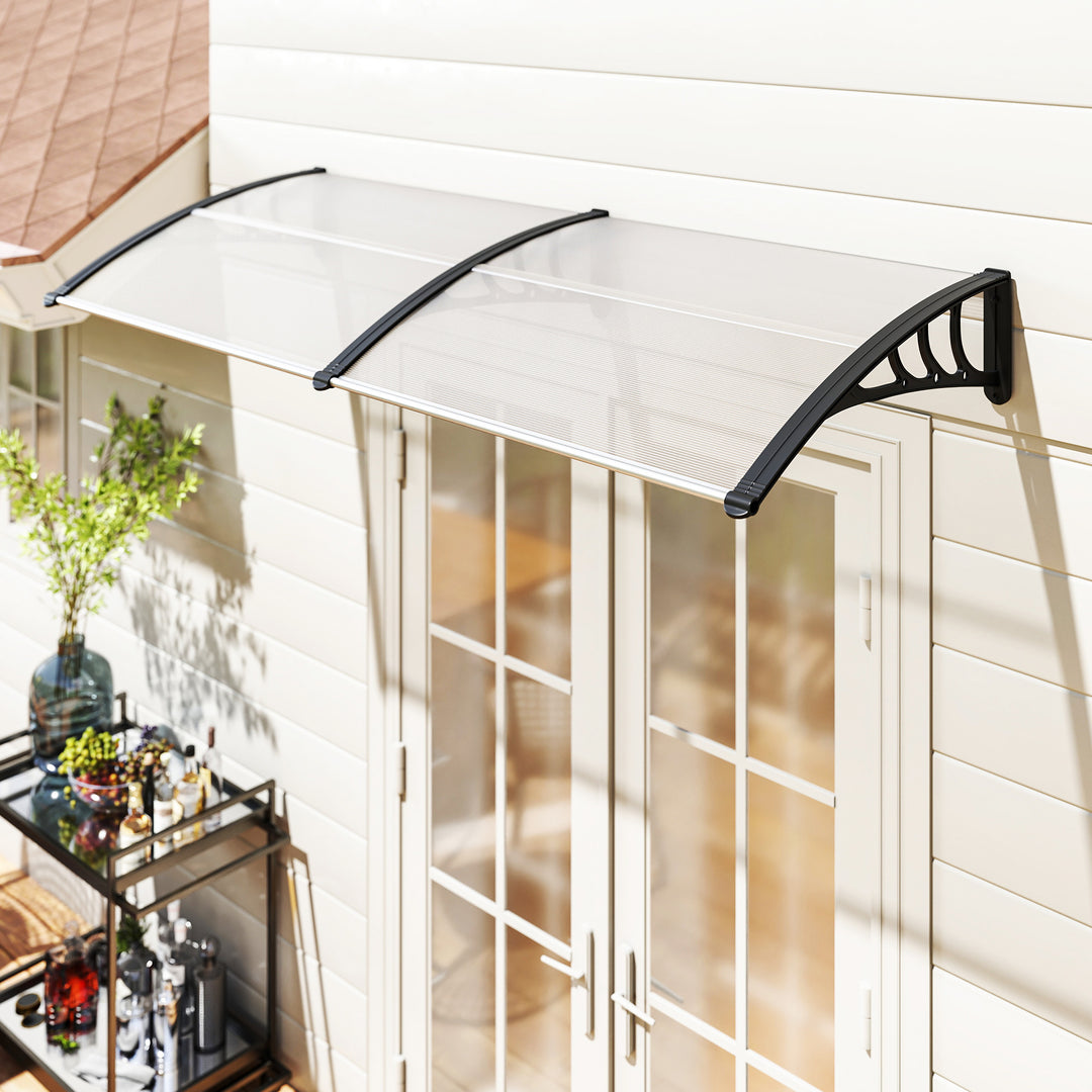 Hoveddørsmarkise 75x195x23 cm tagdækning 5mm polycarbonat solbeskyttelse regnbeskyttelse til udendørs brug aluminium transparent