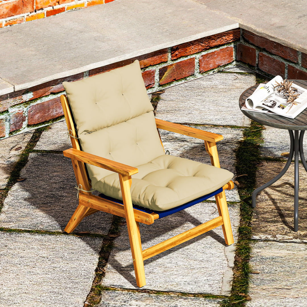 Siddehynde, tyk polstret siddehynde med ryglæn, gyngestolshynde, til indendørs og udendørs brug, beige