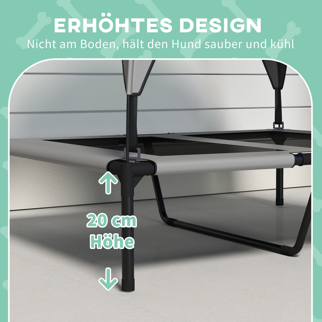 Hundeseng med tag, åndbar, vandafvisende, op til 30 kg, 91 x 76 x 89 cm, lysegrå