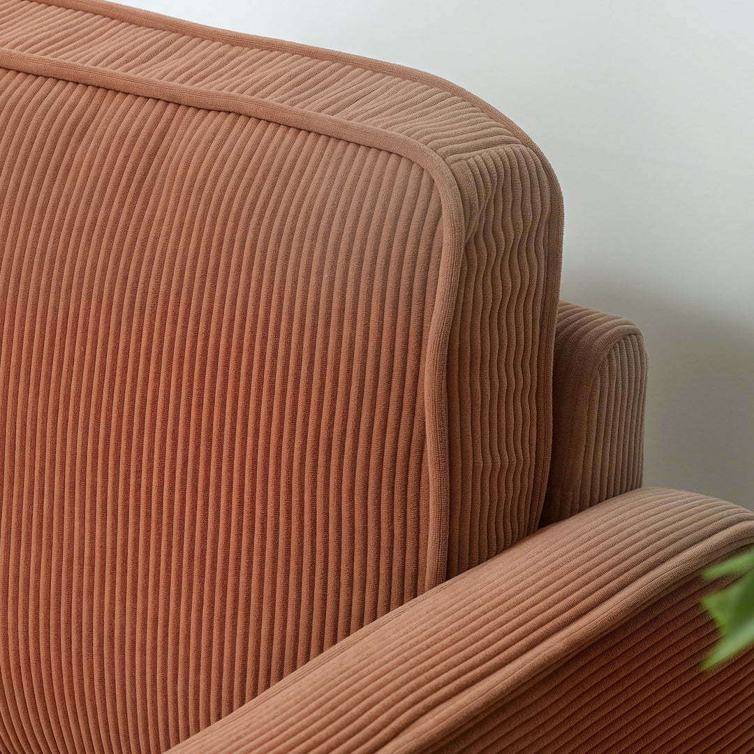 To-personers sofa med opbevaring og massive træben, til stue, soveværelse, 117 x 63 x 79 cm, orange