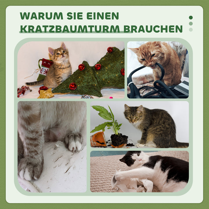 Kradsetræ 91 cm legetræ med katteseng, platform lammeuld grøn