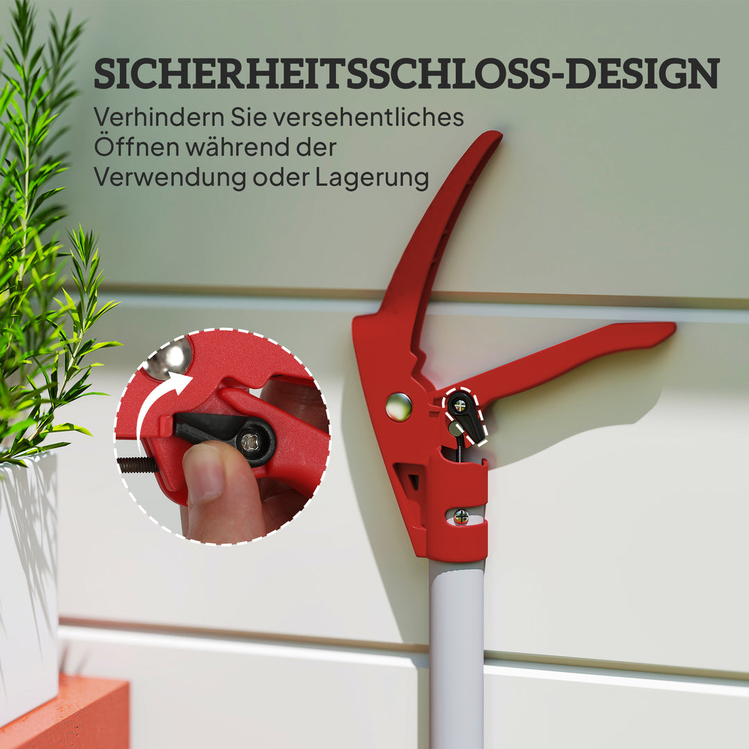 1,8 M træsaks, beskæresaks til klipning, havebeskæresaks med aluminiumshåndtag, havesaks med langt håndtag, rød