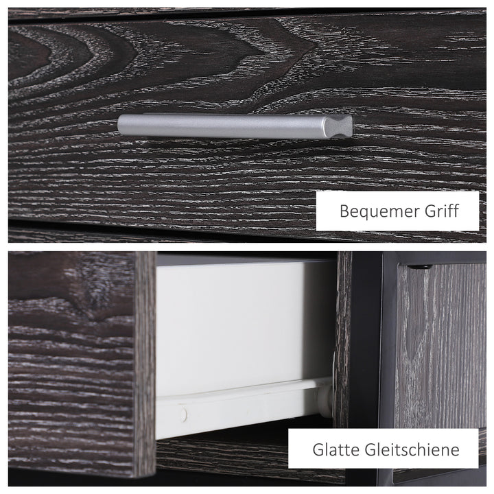 Konsolbord entrébord sidebord 2 skuffer underhylde stålgrå 120 x 30 x 81,5 cm