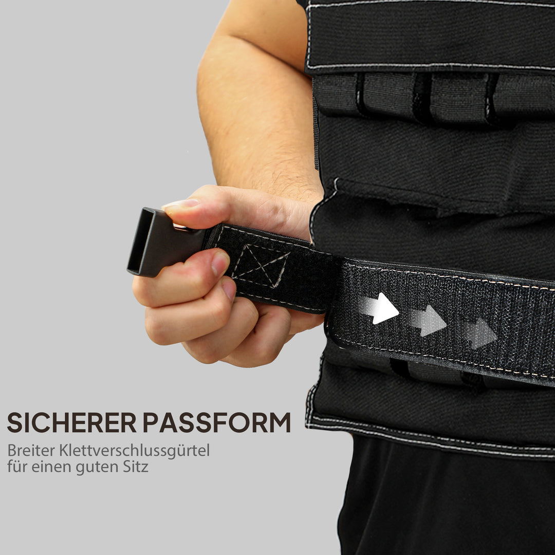 20 Kg justerbar vægtvest med justerbare stropper og reflekterende striber, til mænd og kvinder