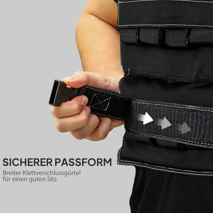 20 Kg justerbar vægtvest med justerbare stropper og reflekterende striber, til mænd og kvinder